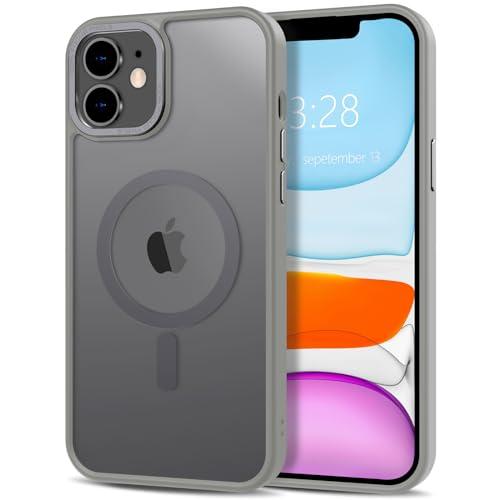 Anuck Case for iPhone 11 Case Magnetic Phone Case Compatible with MagSafe, Soft TPU Bumper Hard Translucent Matte Back Slim Fit Shockproof Protective Cover for Men Women Girls - Gray