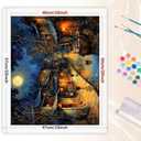 Landscape Paint by Numbers Kit for Adults - DIY Old Water Town at Night with Full Moon Painting on Canvas 16x20 Inches,Acrylic Paint Set,Suitable for Beginners,Asian Art for Decoration/Gifts