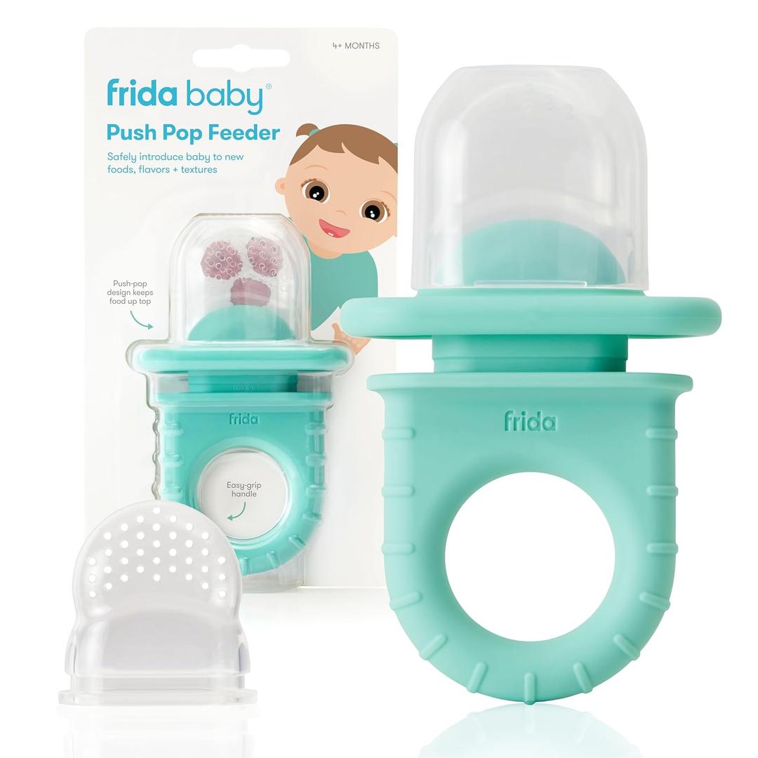Frida Baby Push Pop Feeder, Baby Fruit, Baby Fruit Food to Safely Introduce New Foods, Fresh + Frozen Food Silicone for Babies, BPA Free, Dishwasher Safe | 1 Count, Teal