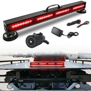 Wireless Tow Light Bar, Trailer Light Bar with 7 Pin Round Transmitter, Magnetic Base, Brake/Turn Signal Emergency LED Light Bar for Truck Roadblock Cars, Rechargeable Battery Powered, 23 in, Missing Charger