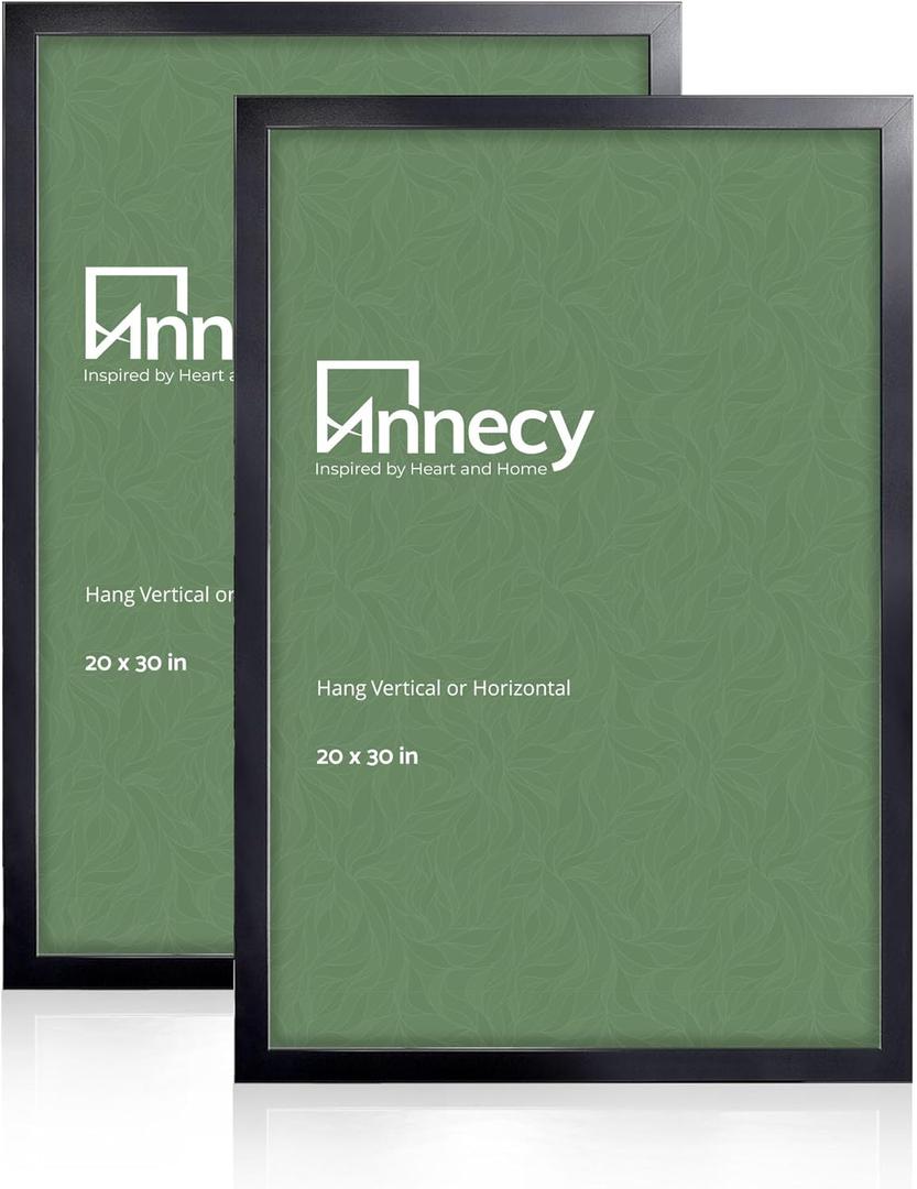 Annecy 20x30 Picture Frame Black1 Pack, 20 x 30 Picture Frame for Wall Decoration, Classic Black Minimalist Style Suitable for Decorating Houses, Offices, Hotels