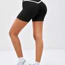 Aoysky Womens Buttery Soft Crossover Biker Shorts 5" Criss Cross V High Waisted Seamless Workout Yoga Athletic Shorts (Black, M)
