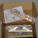 Ravinte 5 Pack Brass 4 Inch Hole Center Champagne Gold Handles Square Cabinet Hardware Stainless Steel Pulls for Kitchen Cupboard Drawers 6-3/8 Inch Overall Length