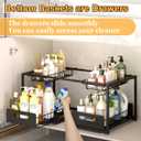 Double Drawer Under Sink Organizer, Pull Out Cabinet Organizer2-in-1 Large Volume 2 Tier Slide Out Sink Shelf for Kitchen Storage and Organizers, Black