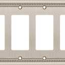 Henne Bery Sunken Pearls Heavy Duty Decorative Wall Plate Switch Plate Outlet Cover (Quad Decorator, Satin Nickel)