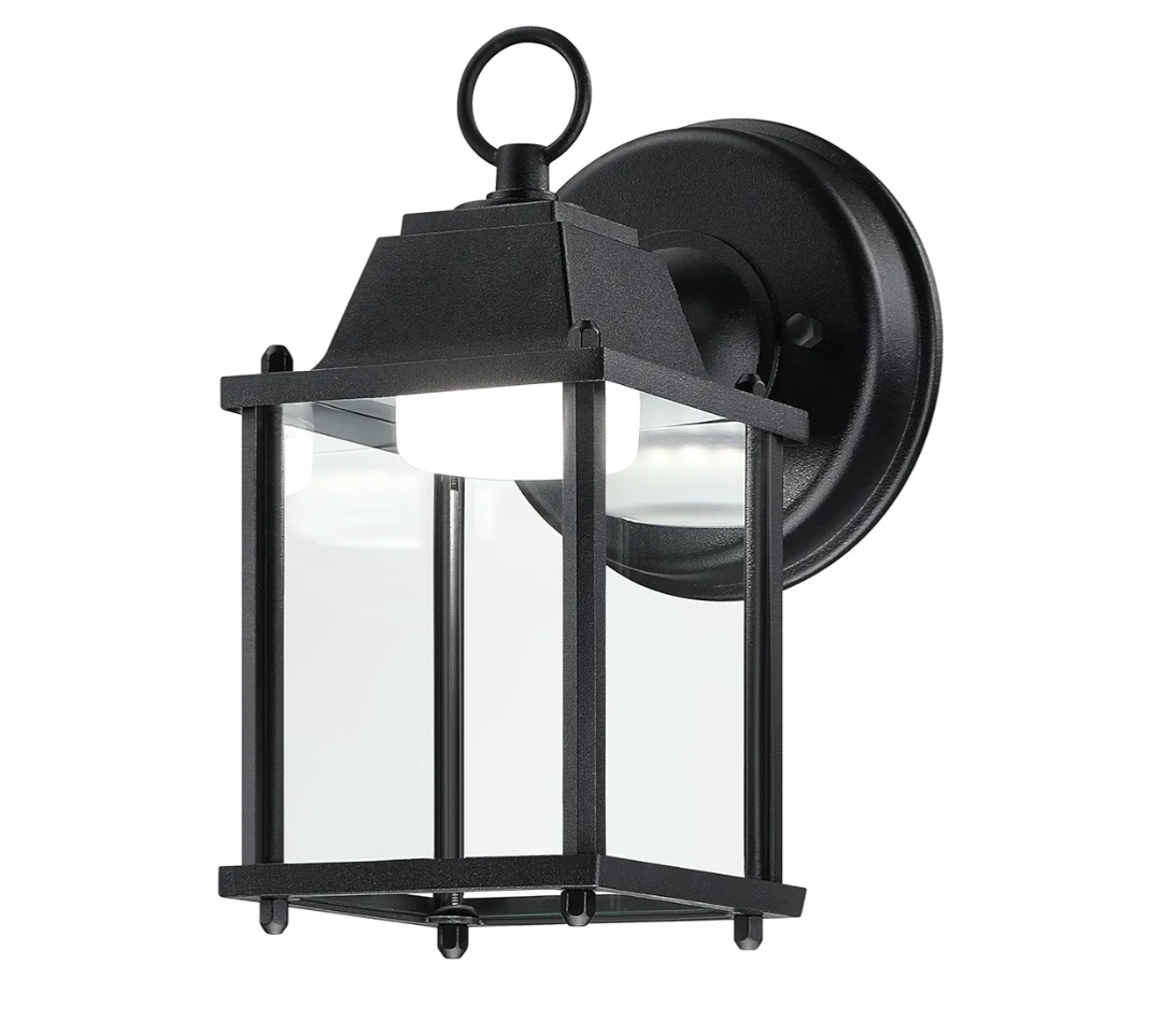 LIT-PaTH Outdoor LED Wall Lantern, Wall Sconce as Porch Lighting Fixture, 5000K Daylight White, 9.5W 800 Lumen, Aluminum Housing Plus Glass, Black Finish, 1-Pack