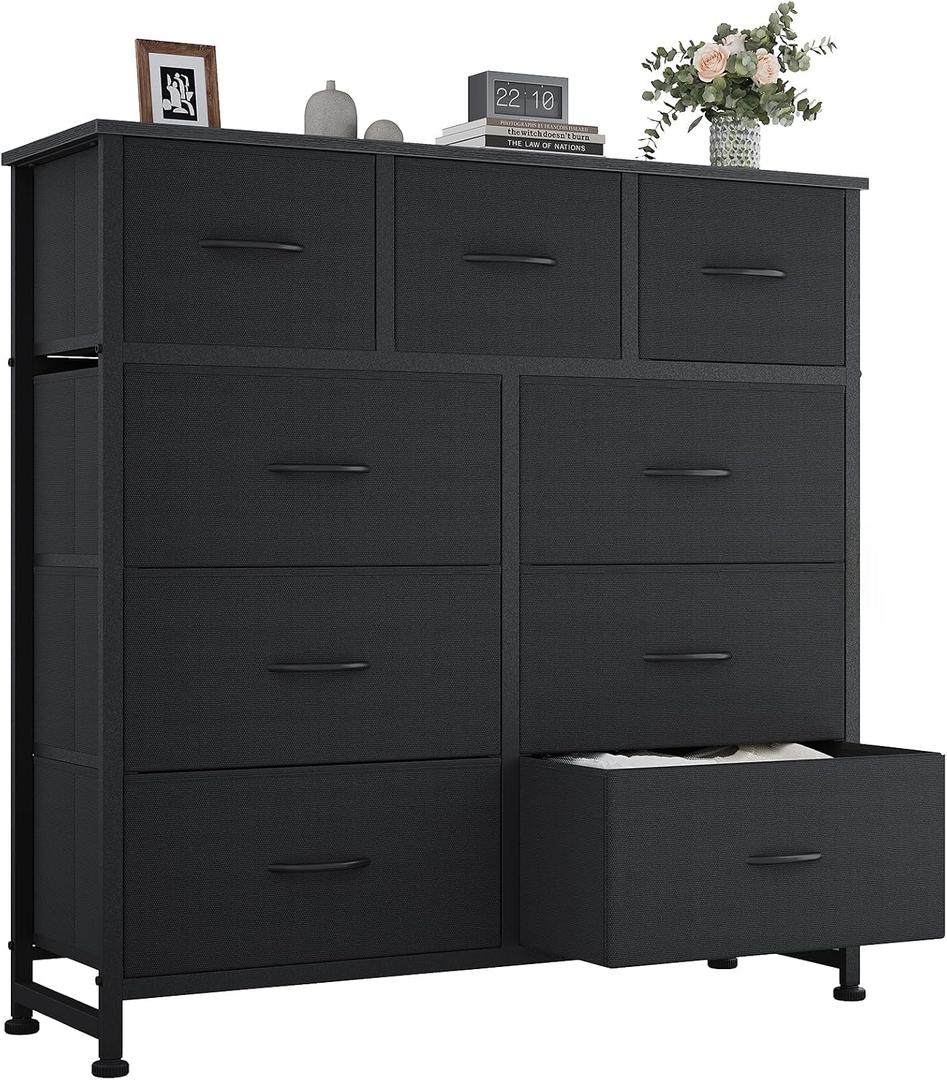 OLIXIS 9 Drawers Storage Organizers Units, Closet Organizers and Storage for Clothes, Fabric Storage Drawer for Living Room, Chest of Dresser in 39.4" D x 11.8" W x 39.9" H, Black