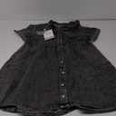 Eucsky Women's Short Sleeve Button Down Flowy Tiered Babydoll Denim Dress M Foxy Gray