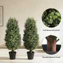 35inch Artificial Topiary Boxwood Tree, Faux Plants Outdoor 2 Packs Fake Bushes Faux Shrub, Artificial Topiary for Outdoors for Home Decor Indoor Front Porch