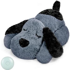 Heartbeat Dog Toy for Puppy- Heartbeat Helps for Dog Anxiety Relief and Calming Aid, Puppy Heartbeat Stuffed Animal Anxiety Calming Behavioral Aid Puppy Heartbeat Toy Sleep aid for Dogs Cats Pets (dark grey)