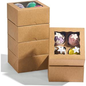 20 Pack Brown Chocolate Bomb Gift Boxes with Window&4 Cavity - Versatile Baking Containers for Cupcakes, Cookies & Treats | Holiday, Christmas Birthday & Bakery Supplies