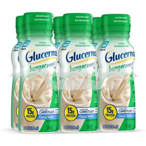 Glucerna Hunger Smart Diabetes Care Shake, Classic Vanilla, Diabetic Meal Replacement to Support Blood Sugar Management, 15g Protein, 180 Calories, Ready to Drink, 10-fl-oz Bottle, 6 Pack. BBD Aug/01/2026
