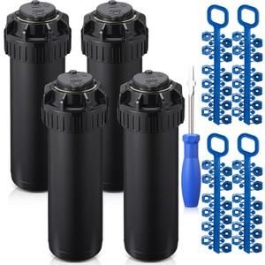 4 Pack Sprinkler Heads with Screwdriver Set, 5000 Gear Drive In-Ground Rotor Heads,3/4 Inch Pop-Up Lawn Garden Irrigation Sprinkler System, 25° to 360° Pattern, 25-50ft Spray Distance
