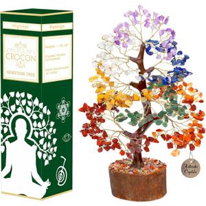 Seven Chakra Crystal Tree Birthday Gifts for Women, Healing Crystal Tree of Life Sister Birthday Gifts Room & Home Decor Gift for Mom Her Positive Energy New Home House Warming Gift Women Unique (001 Seven Chakra (Golden Wire))