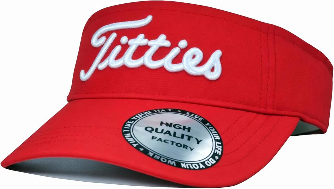 Tittiess Golf Visors Hats for Men Women,Funny Titties Golf Gifts for Adults Humor,Red 2 (Red)