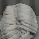 Amlie Home Faux Fur Throw Blanket for Couch, Cozy Fuzzy Fluffy Fur Luxurious Soft Striped Plush Gift Blankets for Family Sofa Chair, 60"x80", Ivory