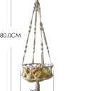 Hanging Baskets for Fruit and Vegetable Storage 3-Tier, Boho Wall Hammock for Produce Organizing, Macrame Bohemian Decor for Kitchen, Bedroom, Indoor Plants (A-Metal Rings-1 Tier+String Bag)