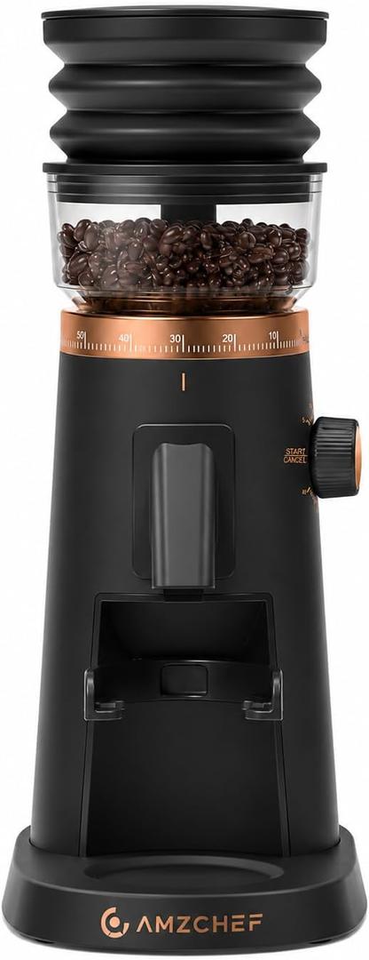 AMZCHEF 75-Setting Single Dose Coffee Grinder, 40mm Burr, <0.2g Retention | 40mm Burr, <0.2g Retention, 5-60s Timer, Magnetic Outlet, Vacuum Storage Cup, LED Light, Espresso, Pour-Over & French Press