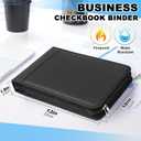 Henoyso 3 Rings Fireproof Business Check Binder with Zipper 1 Inch DRings 3 on a Page Fit 3 & 9 Holes Check 600 Sheets Capacity Organizer Binder for Office Storage End Stub Deskbook(Black)