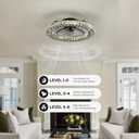 Crystal Ceiling Fan with Light and Remote, 22" Luxury Dimmable Chandelier Ceiling Fan, Modern LED Fan, Low Profile Flush Mount Fandelier for Bedroom Living Room-Black