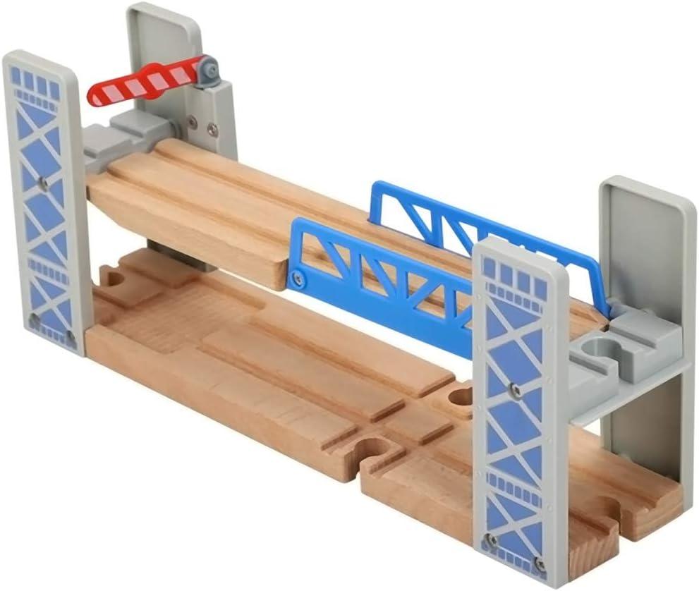 Z MAYABBO Wooden Train Set Accessories Wood Railway Bridge for Railroad Tracks, 2 Level Overpass Compatible for All Railway Tracks System