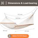 SUNCREAT Hammocks Traditional Rope Double Hammock with Hardwood Spreader Bar and Carrying Bag, 450 lbs Capacity, Natural