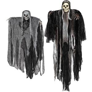 JOYIN 2 Pack Hanging Halloween Skeleton Ghosts Decorations, Grim Reapers for Best Halloween Outdoor Decorations