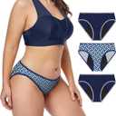 Neione Period Underwear Menstrual Panties High-Cut Cheeky Bikini Briefs Women Girls (3X-Large, 3-pk Mosaic)