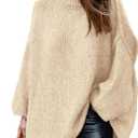 PRETTYGARDEN Women's Winter Turtleneck Oversized Sweaters Long Sleeve Chunky Knit Slouchy Pullover Sweater Tops (Beige)