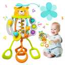HOLA Montessori Toys for 1 Year Old Boys-Rattle Teething Baby Toys 0-6 & 6-12 Months, Silicone Pull String Sensory Toys for 1 Year Old Girl Gifts Christmas Stocking Stuffers