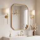 24"x18" Gold Scalloped Mirror for Bathroom, Rust-Proof Metal Frame