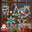 5 Pack Christmas Window Lights, Multicolor X-Mas Tree, Reindeer, Bell, Snow, Star Lights, Battery Operated Christmas Window Decorations with Suction Cup and Timer Function for Window Glass Decor