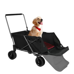 REDCAMP Folding Dog Wagon Cart with Extendable Rear End Heavy Duty, 220L Large Collapsible Utility Cart Dog Stroller with Tailgate for Sports Shopping Pet, Black