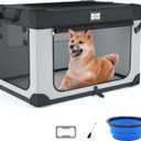 30 Inch Portable Dog Crate, Collapsible Dog Travel Crate for Indoor and Outdoor Use, 3-Door Foldable Soft Kenne with Mesh Windows, Warm Blanket and Foldable Bowl