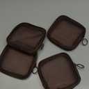 Weewooday 4 Pcs Mesh Makeup Bag Mesh Cosmetic Bag Travel Toiletry Pouch with Zipper Mini Makeup Cosmetic Purse for Daily Accessory (Small, Brown)