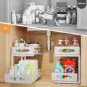 Under Sink Organizer, 2 Tier Under Sink Organizers and Storage, Adjustable Height, Slide out Metal Cabinet Organizers, Pull out Cabinet Storage Drawer Shelf for Kitchen Bathroom (White, 2 Pack)