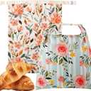 Beeswax Bread Bag, 2 Pack Sourdough Bread Bags, Reusable Bread Bags for Homemade Bread, Organic Cotton Beeswax Sourdough Bags, Wildwood Bloom Series (Pink)