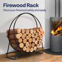 VIVOHOME 32 Inches Firewood Log Rack Hoop with Cover, Heavy Duty Solid Steel Fire Wood Storage Rack and Cover Set with Zipper, Round Log Holder Ring for Indoor Outdoor Patio Deck Porch