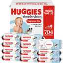 Huggies Simply Clean Unscented Baby Diaper Wipes, 11 Flip-Top Packs (704 Wipes Total)