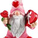7.1"x5.1" Larger Valentines Day Gnome - Valentine's Day Decor Gifts Pink Resin Gnomes for Home Table Ornaments Sweet Valentines Day Gifts for Him Her