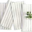 Linen Cloth Napkins Set of 2-100% Pure Linen Sage and White Striped Dinner Napkins 26x26 Inch for Spring, Easter, St Patricks Day - Amalfi Stripe, Handcrafted and Machine Washable