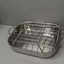 Amazon Basics Stainless Steel Rectangular Roasting Pan with Rack, Turkey Roaster, Dishwasher Safe, Easy to Clean, Oven Safe, 16 in