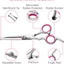 TINMARDA 5 in1 Dog Grooming Scissors Kit, Professional Dog Scissors for Grooming with Safety Round Tips, Titanium Coated Grooming Shears for Dogs Cat Pet At Home