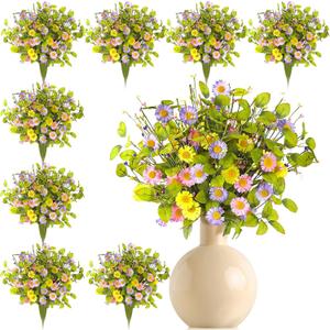 Thiccywoov 12 Bundles Wildflowers Artificial Flowers Outdoor Spring Fake Plastic Daisy Flowers Bouquets Fake Plants Vase Floral Arrangements Table Centerpiece for Wedding Home Decor(Elegant Daisy) (16 Inch)