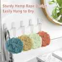 Rnoafmu Shower Loofah Bath Sponge, 60G Loofah Exfoliating Body Scrubber, 4 Color Mesh Shower Pouf Balls for Body Wash (Yellow Red Green Blue)