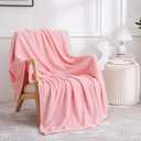 Puncuntex Light Pink Flannel Fleece Throw Blanket 50"x60",Soft Plush Cozy Valentines Blankets,Birthday Gifts for Mom,Women,Mothers Day with Square Grid Design for Couch Sofa Chair