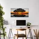 iKNOW FOTO Black and White Oak Tree Canvas Wall Art - 20x40'' Natural Landscape Sunset Reflections, Gallery Wrapped Tree Painting for Living Room Home Decor, Ready to Hang Wall Dcor