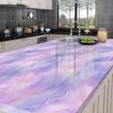 HOMETITUTE Glossy Purple Marble Wallpaper Peel and Stick 15.7"x39.4" Self Adhesive Removable Contact Paper Watercolor Gold Vein Vinyl Decorative Cover for Wall Cabinet Countertop Shelf DIY