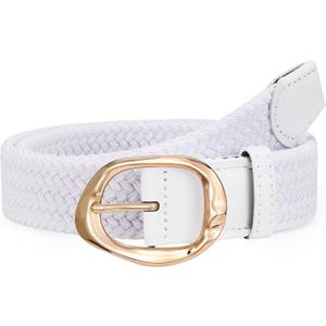 JASGOOD Braided Elastic Belt for Women Stretchy Woven Golf Belt Casual Web Belt for Jeans Pants (White)