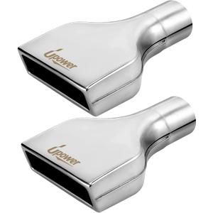 Upower 2PCS Exhaust Tip 2.5" Inlet 2" x 6" Outlet 10" Long Rolled Rectangle Exhaust Tailpipe Tips 304 Stainless Steel Polished Diesel Pipe Weld On